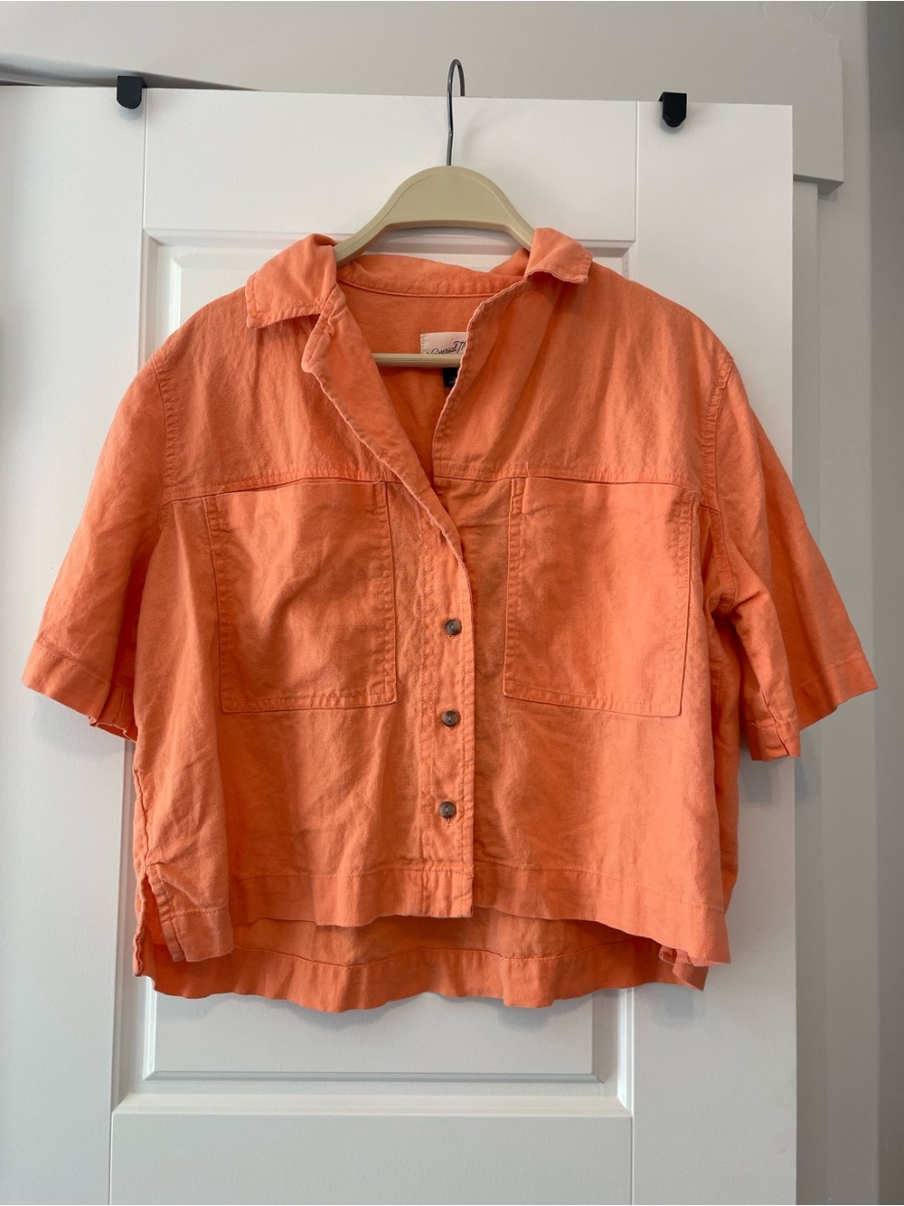 Universal Thread Orange Cropped Button-Up Shirt